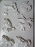 Gipszkiöntő forma - Unikornis - egyszarvú 6 figura (0184)