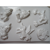 Gipszkiöntő forma - Unikornis - egyszarvú 6 figura (0184)